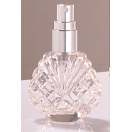 Shell Shape Empty Glass Perfume Spray Bottle, with Aluminum Lid, Fine Mist Atmoizer, Silver, 7.1x4.7cm, Capacity: 15ml(0.51fl. oz)(PW-WG82674-01)