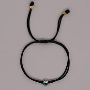 Adjustable Braided Fibre String Bracelets for Women, with Glass Bead, Black(DO1925-3)