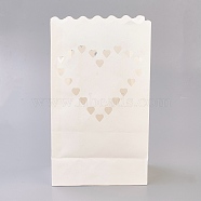 Hollow Candle Paper Bag, Paper Lantern, Home Wedding Party Supplies, Heart, White, 26x15x9cm(CARB-WH0007-01)