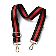 Adjustable Nylon Bag Chains Strap, with Light Gold Iron Swivel Clasps, for Bag Replacement Accessories, Black & Red, Stripe Pattern, 82~147x3.9cm(AJEW-P059-08)