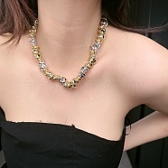 Two Tone Alloy Irregular Twist Beaded Necklaces for Women, Platinum & Golden, 17.91 inch(45.5cm)(NJEW-Z043-01PG-02)