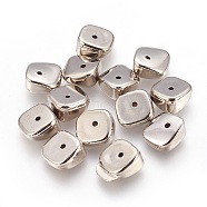 CCB Plastic Beads, Square, Platinum, 10x10x3~5.5mm, Hole: 1.2mm(CCB-E053-06P)