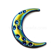 Opaque Resin Cabochons, AB Color Plated, Moon, Colorful, 33x25x4mm(CRES-M015-01A)