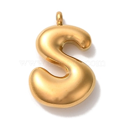 Ion Plating(IP) 304 Stainless Steel Pendants, Balloon Letter Charm, Golden, Letter S, 25.5x16.5x6mm, Hole: 2mm(X-STAS-M017-08G-20)