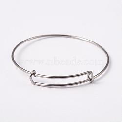 Adjustable 304 Stainless Steel Expandable Bangle Making, Stainless Steel Color, 62mm(BJEW-L604-10)