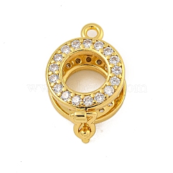 Rack Plating Round Ring Brass Micro Pave Clear Cubic Zirconia Twister Clasps, Long-Lasting Plated, Lead Free & Cadmium Free, Golden, 19x13x9mm, Hole: 1.6mm, Inner Diameter: 7mm(KK-F876-09G)