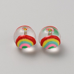 Transparent Glass Beads, Hand Painted Beads, Fruit, Rainbow, 11x13x12mm, Hole: 1.6mm(GGLA-WH0035-05L)