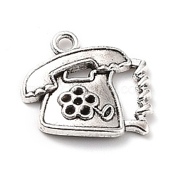 Tibetan Style Alloy Telephone Charms, Antique Silver, 17x18x2.5mm, Hole: 1.8mm(X-FIND-Z003-01AS)