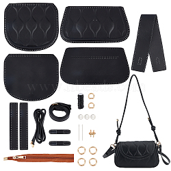 DIY Axillary Package Making Kits, including Imitation Leather Covers and Alloy Findings, Black, 16.6x18.7x0.4cm, Hole: 2mm(DIY-WH0319-27)