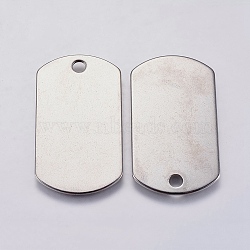 304 Stainless Steel Pendants, Rectangle, Stamping Blank Tag, Stainless Steel Color, 35x19.5x1mm, Hole: 3mm(STAS-P225-035P)
