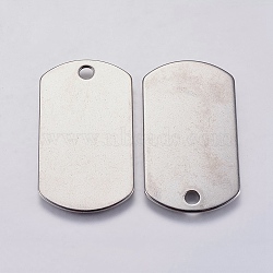 Tarnish Resistant 304 Stainless Steel Pendants, Rectangle, Stamping Blank Tag, Stainless Steel Color, 35x19.5x1mm, Hole: 3mm(STAS-P225-035P)