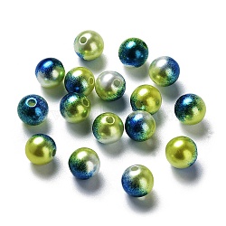 Rainbow ABS Plastic Imitation Pearl Beads, Gradient Mermaid Pearl Beads, Round, Dark Blue, 7.5~8x7~7.5mm, Hole: 1.6mm, about 2000pcs/500g(OACR-Q174-8mm-16)