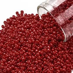 TOHO Round Seed Beads, Japanese Seed Beads, (45A) Opaque Cherry, 11/0, 2.2mm, Hole: 0.8mm, about 1110pcs/bottle, 10g/bottle(SEED-JPTR11-0045A)