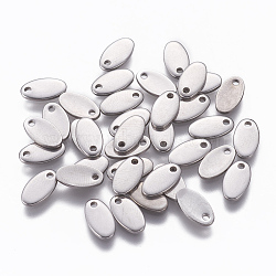 304 Stainless Steel Charms, Stamping Blank Tag, Oval, Stainless Steel Color, 9x5x1mm, Hole: 1.2mm(X-STAS-L234-065A)