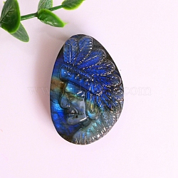 Natural Labradorite Carved Healing Figurines, Reiki Energy Stone Display Decorations, Human, 40x27mm(PW-WG30733-03)