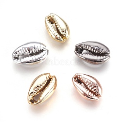 Electroplated Shell Beads, Cowrie Shells, Mixed Color, 15~20x10~12x5~6mm, Hole: 12~14x2~3mm(BSHE-O017-13)