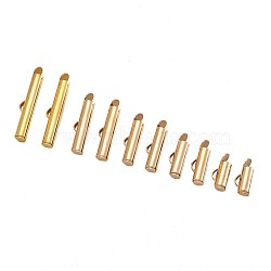 Brass Slide On End Clasp Tubes, Slider End Caps, Golden, 6x10~25x4mm, Hole: 1x3mm, 100pcs/set(KK-TA0007-29G)