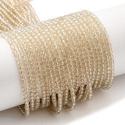 Transparent Electroplate Glass Beads Strands, Pearl Luster Plated, Faceted Round, Wheat, 2mm, Hole: 0.7mm, about 184~187pcs/strand, 14.45''(36.7cm)(GLAA-H021-01A-PL02)