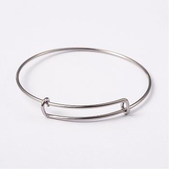 Adjustable 304 Stainless Steel Expandable Bangle Making, Stainless Steel Color, 62mm