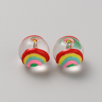 Transparent Glass Beads, Hand Painted Beads, Fruit, Rainbow, 11x13x12mm, Hole: 1.6mm