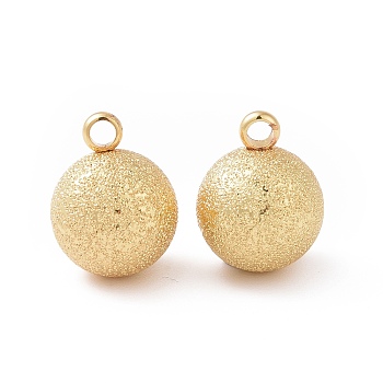 Brass Pendants, Long-Lasting Plated, Textured, Round, Real 18K Gold Plated, 17.5x14mm, Hole: 1.8mm