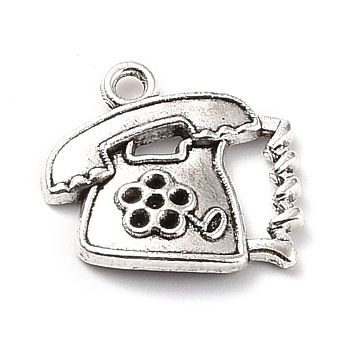 Tibetan Style Alloy Telephone Charms, Antique Silver, 17x18x2.5mm, Hole: 1.8mm