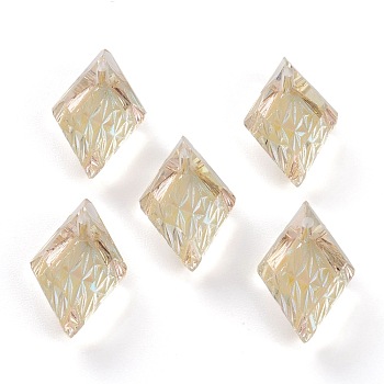 Embossed Glass Rhinestone Pendants, Rhombus, Faceted, Paradise Shine, 19x12x6mm, Hole: 1.5mm