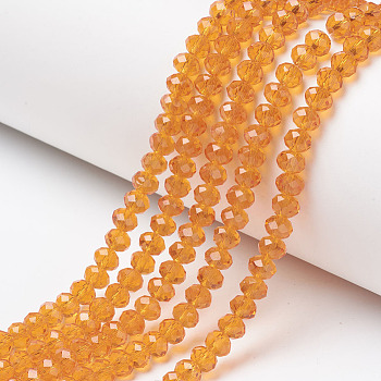 Glass Beads Strands, Faceted, Rondelle, Dark Orange, 8x6mm, Hole: 1mm, about 65~68pcs/strand, 15.7~16.1 inch(40~41cm)