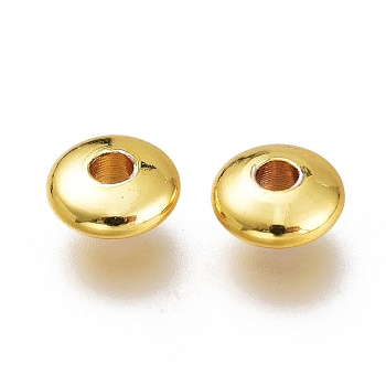 Brass Spacer Beads, Long-Lasting Plated, Disc, Golden, 3.7x2mm, Hole: 1.5mm