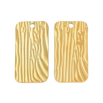 Ion Plating(IP) 304 Stainless Steel Pendants, Hammered Rectangle Charm, Real 18K Gold Plated, 31.5x16.5x0.9mm, Hole: 2mm