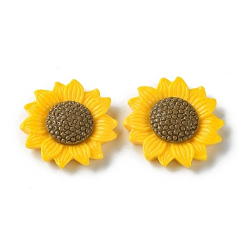 Opaque Resin Cabochons, Sunflower, Gold, 6x22mm