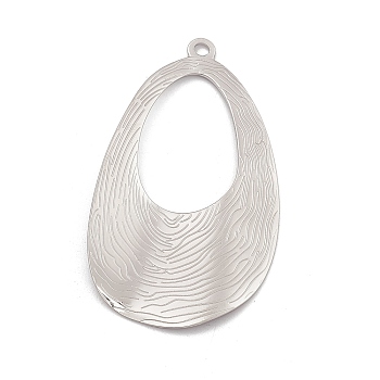 304 Stainless Steel Big Pendants, Teardrop Charm, Stainless Steel Color, 61.5x34x1mm, Hole: 3mm