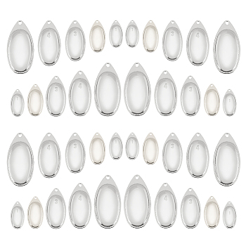 60Pcs 5 Styles Iron Fishing Lures, Fishing Attractor Spinner Blades, for Hard Lures Worm Spinner Baits Spoons Rigs Making, Oval, Platinum, 22.5~48x13~23.6x1~2mm, Hole: 2~3mm, 12pcs/style