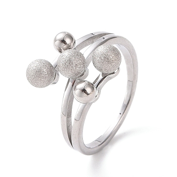 304 Stainless Steel Round Ball Finger Ring for Women, Stainless Steel Color, US Size 6 3/4~9(17.1~18.9mm)