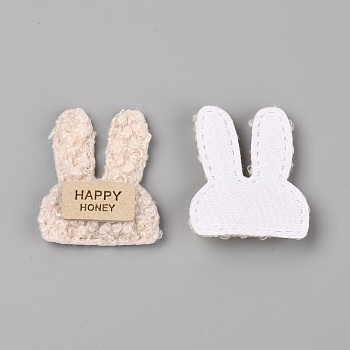 Lint Cloth Iron On/Sew On Patches, Costume Accessories, Appliques, Rabbit, Bisque, 44x35x7mm