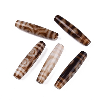 Tibetan Style dZi Beads, Natural Agate Beads, Dyed, Oval, Mixed Patterns, 57.5~58.5x12.5~14mm, Hole: 1.8~2.5mm