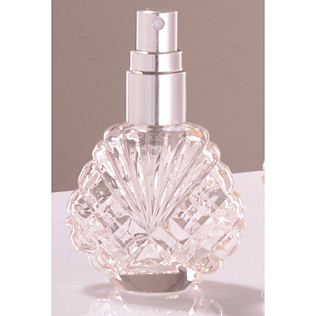 Shell Shape Empty Glass Perfume Spray Bottle, with Aluminum Lid, Fine Mist Atmoizer, Silver, 7.1x4.7cm, Capacity: 15ml(0.51fl. oz)