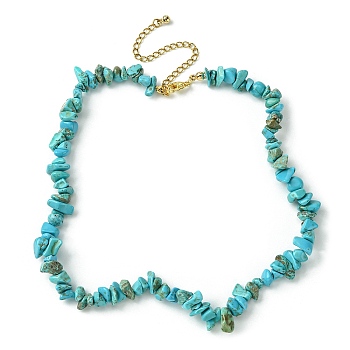 Synthetic Turquoise Chips Beaded Necklace, Gemstone Jewelry for Women, 15.75 inch(40cm)