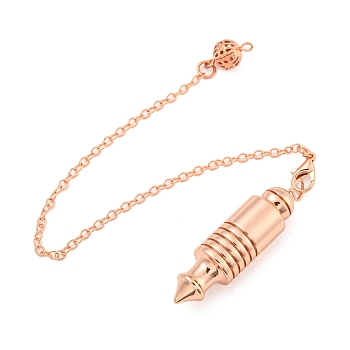 Rack Plating Brass Pointed Dowsing Pendulums, Bullet, Rose Gold, 230mm