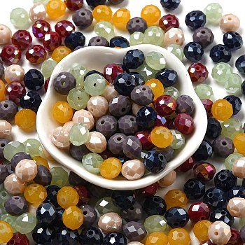 Glass Beads, Faceted, Rondelle, Marine Blue, 10x8mm, Hole: 1mm, about 67pcs/60g