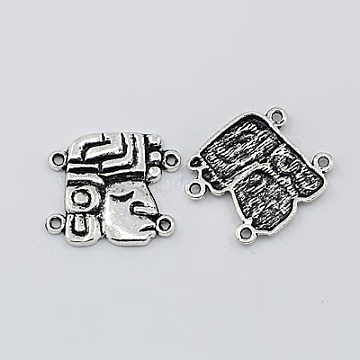 Tibetan Style Links, Lead Free, Man, Antique Silver, 19x22x2mm, Hole: 2mm(X-TIBE-A22561-AS-LF)