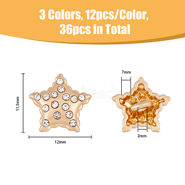 36Pcs 3 Colors 1-Hole Alloy Rhinestone Shank Buttons(BUTT-FH0001-004)-2