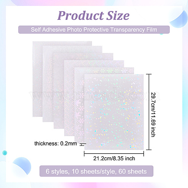60 Sheets 6 Styles BOPP Plastic Transparent Holographic Lamination Sheets(STIC-OC0001-12)-2