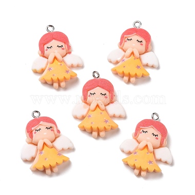Platinum Orange Angel & Fairy Resin Pendants