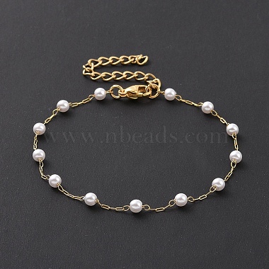 Round Plastic Imitation Pearl Beaded Bracelets(BJEW-E054-04G)-2