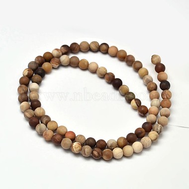 Givrées bois pétrifié naturel rondes brins de perles(G-F266-07-10mm)-2