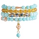 4Pcs 4 Style Natural Malaysia Jade & Synthetic Citrine Stretch Bracelets Set with Glass Beaded(BJEW-SW00105-04)-1