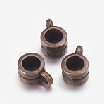 Tibetan Style Hangers, Bail Beads, Lead Free, Nickel Free and Cadmium Free, Column, Red Copper, 9mm long, 4mm wide, hole: 2mm(X-RLFH20220Y-NF)