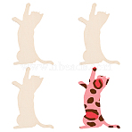 Unfinished Wooden Pieces, Wood Cutouts, Cat Pattern, 14.8x10.9x0.23cm(WOOD-WH0002-32D)