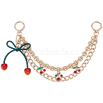 1Pc Zinc Alloy with Resin and PU Leather Dark Red Cherry Purse Decorative Chains, Golden, 328mm(AJEW-SC0002-99B)